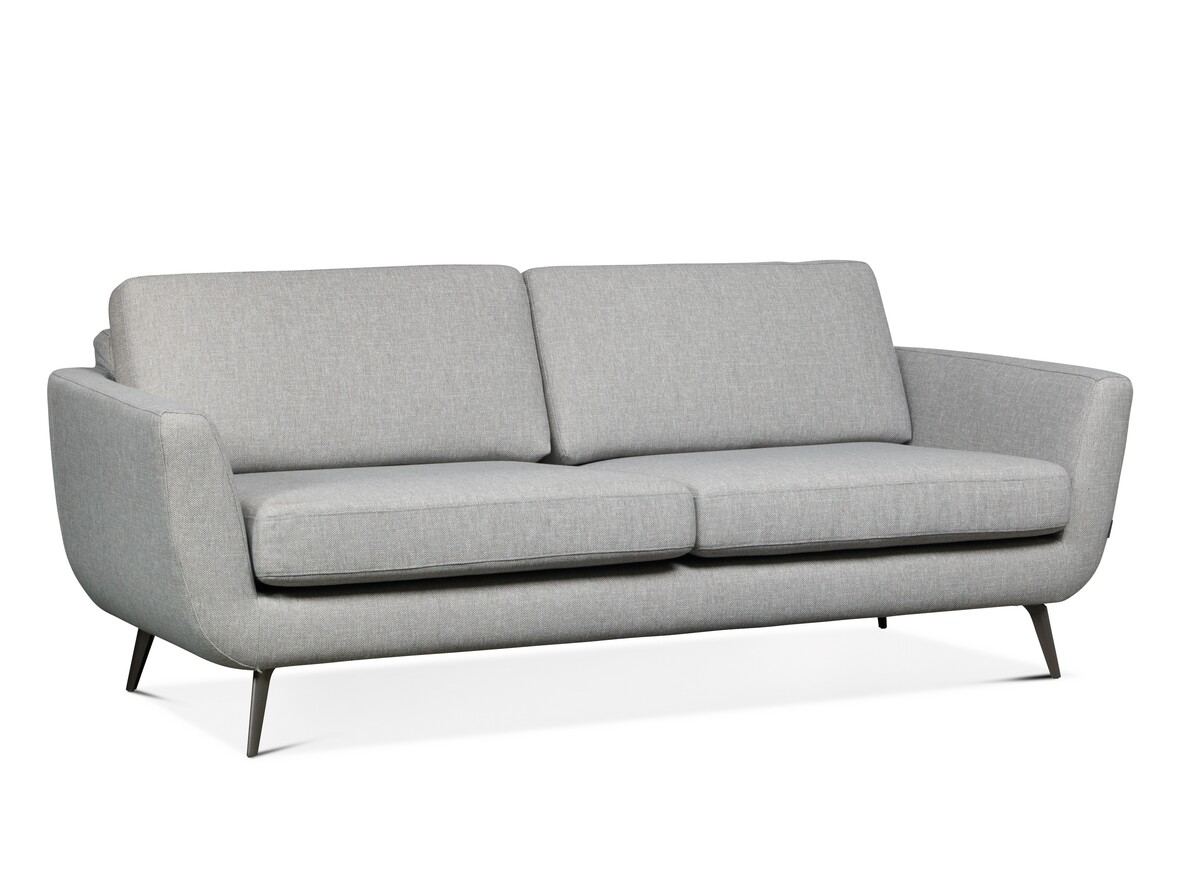 Smile 3-osobowa szara sofa, nogi metalowe BRUSH BLACK CHROM