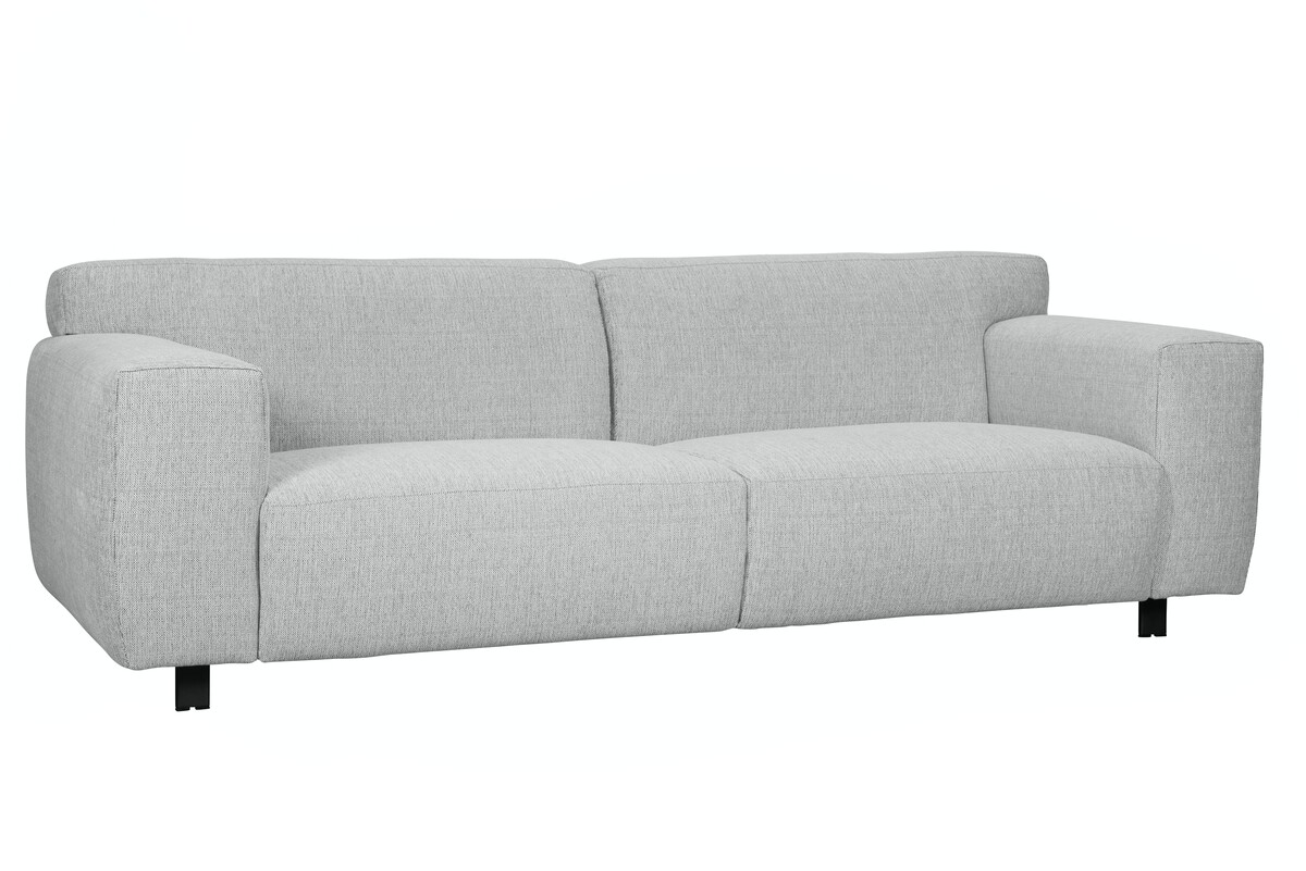 Szara sofa 3-osobowa na metalowych czarnych nóżkach