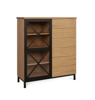 LU _II _01_C_SZE Komoda 120x45x133h blat lity dąb 30mm szuflafy tipom drzwi MDF skos 