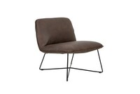 Fly Armchair leather_ bergamo chestnut_ Fly stal Black_ side