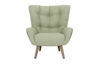 Jolyn Armchair fabric+leather gaudi light green jesolo cognac_ Jolyn oak_ front