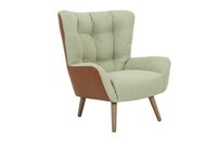 Jolyn Armchair fabric+leather gaudi light green jesolo cognac_ Jolyn oak_ side